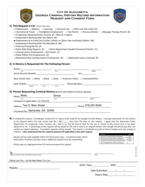 Georgia Criminal History Record Request Form