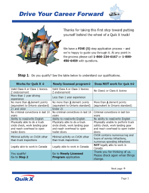 Quik X Truck Driver Application Form