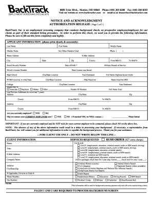 Background Check Authorization Release Form