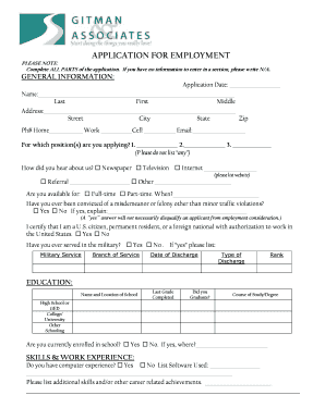 Employment Application Form