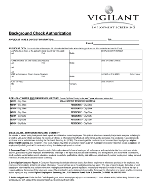 Background Check Authorization Form