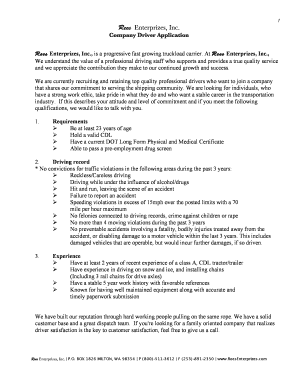 Rees Enterprizes Company Driver Application