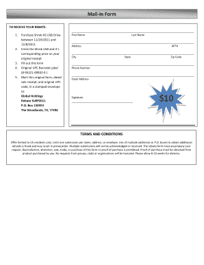 Shrek 4G USB Drive Rebate Form