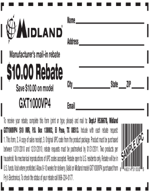 Manufacturer’s Mail-in Rebate Form