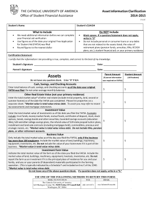 CUA Asset Information Clarification Form