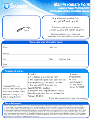 Swann InspectionCam Mail-In Rebate Form