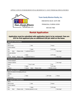 Residential Rental Application and Terms