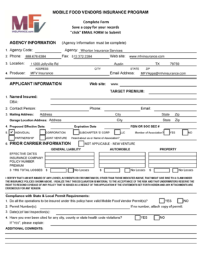 Mobile Food Vendor Insurance Application