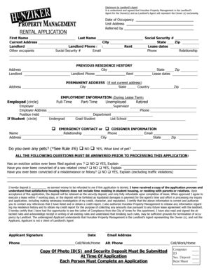 Rental Application and Disclosure Form