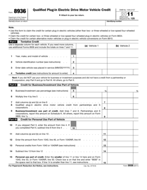 IRS Form 8936 Plug-in Electric Vehicle Credit