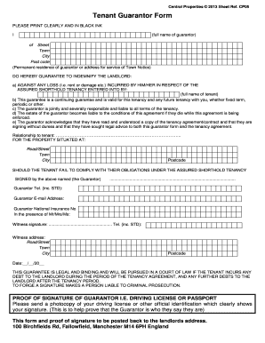 Tenant Guarantor Form