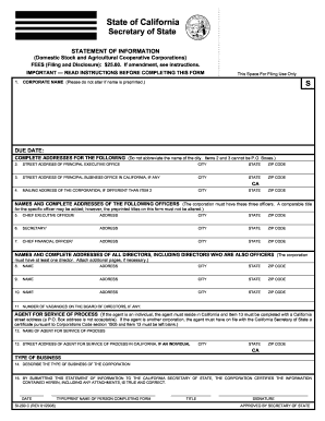 California Statement of Information Form SI-200 C