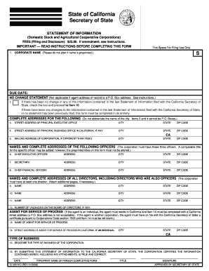 California Statement of Information Form SI-200 N/C