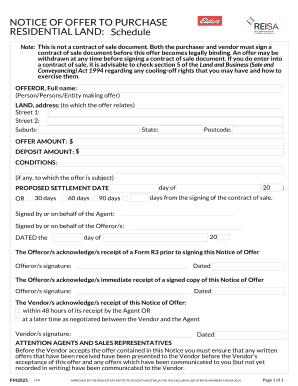 Notice of Offer to Purchase Residential Land
