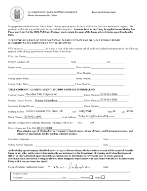 HUD Buyer Select Closing Agent Form