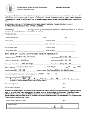 HUD Buyer Select Closing Agent Form