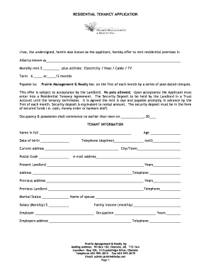 Residential Tenancy Application