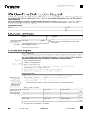 IRA One-Time Distribution Request Form