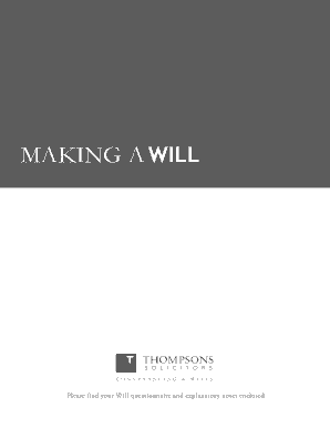 Thompsons Solicitors Will Questionnaire