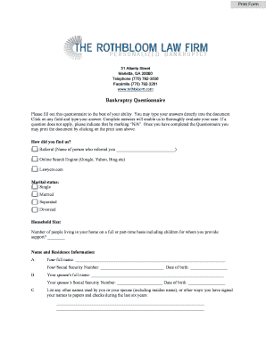 Bankruptcy Questionnaire