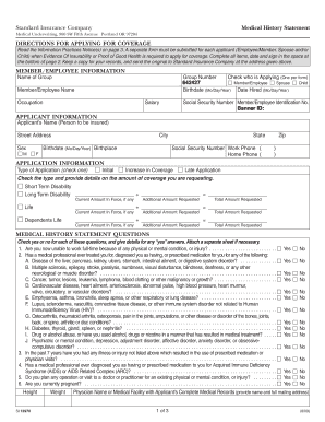 Standard Insurance Medical History Statement
