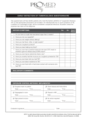 Tuberculosis Screening Questionnaire