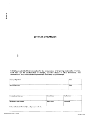 2010 Tax Organizer Form