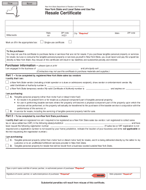 New York Resale Certificate ST-120