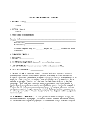 Timeshare Resale Contract