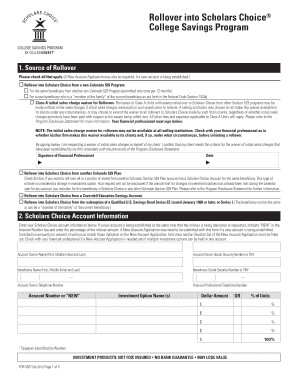 Scholars Choice College Savings Program Rollover Form
