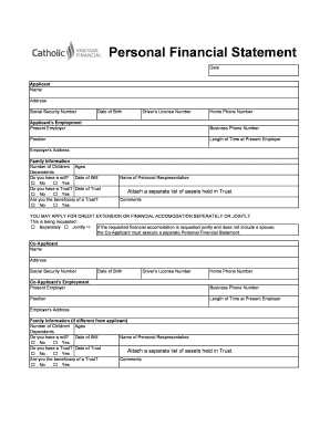 Personal Financial Statement Form