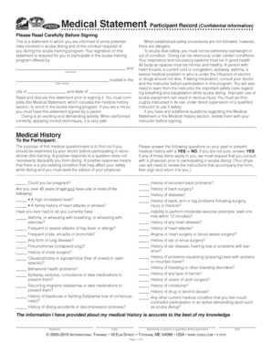 Scuba Diving Medical Statement