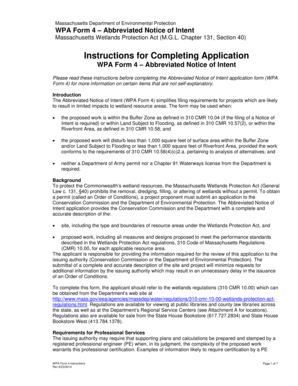 Massachusetts WPA Form 4 – Abbreviated Notice of Intent