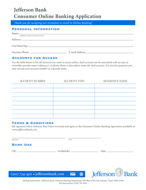 Jefferson Bank Online Banking Application