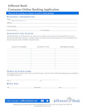 Jefferson Bank Consumer Online Banking Application