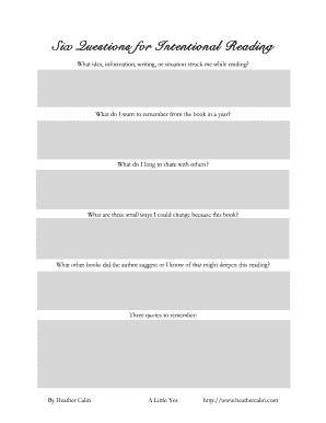 Intentional Reading Reflection Form