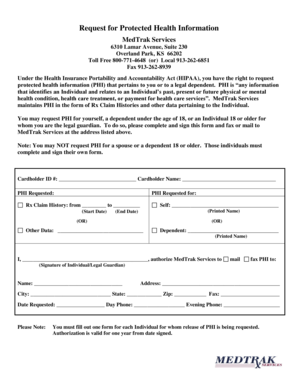 HIPAA Request for Protected Health Information