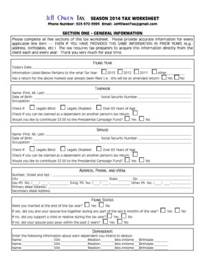 2013 US Federal Tax Worksheet