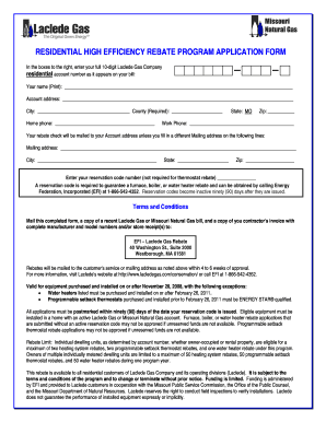 Residential High Efficiency Rebate Program Application Form