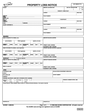 Property Loss Notice Form