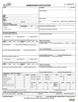 Homeowner Insurance Application Form