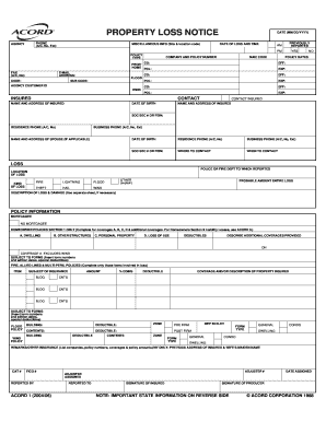 Property Loss Notice Form