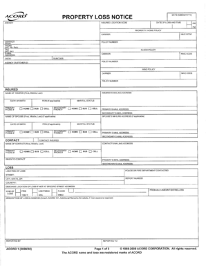 Property Loss Notice Form
