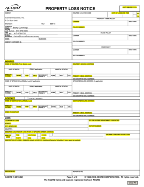 Property Loss Notice Form