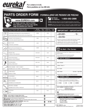 Eureka Parts Order Form