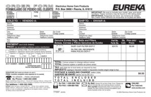 Electrolux Home Care Products Order Form
