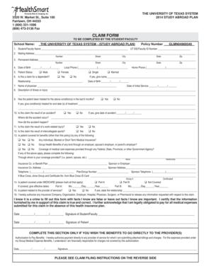 University of Texas Study Abroad Claim Form