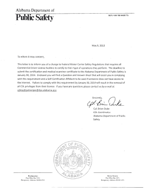 Alabama CDL Self-Certification Affidavit