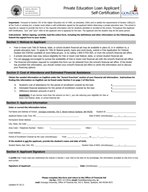 Private Education Loan Applicant Self-Certification