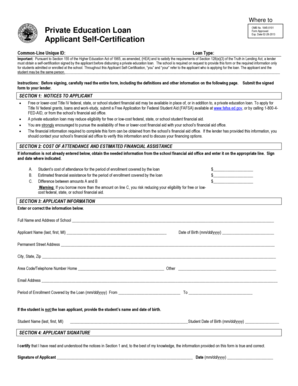 Private Education Loan Applicant Self-Certification